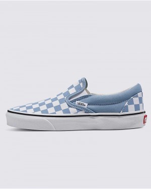 Vans Classic Slip-On Checkerboard Skor Dam Blå | Sverige USWB24396