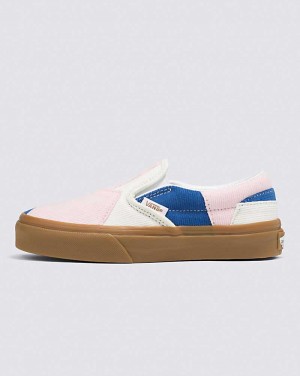 Vans Classic Slip-On Corduroy Patchwork Skor Barn Rosa Blå | Sverige FSUV41269