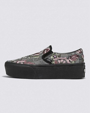 Vans Classic Slip-On Stackform Tapestry Floral Skor Dam Svarta | Sverige YPGR83940