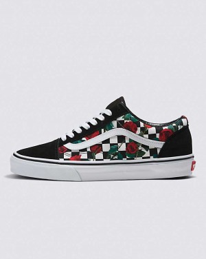 Vans Customs Checkerboard Roses Old Skool Skor Herr Olika Färger | Sverige XUKB72904