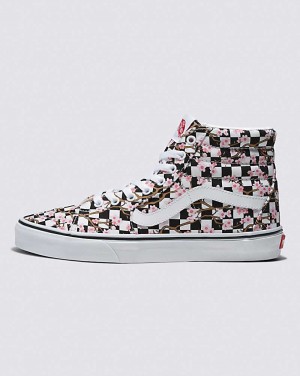 Vans Customs Cherry Blossom Checkerboard Sk8-Hi Skor Herr Olika Färger | Sverige YFKI36294