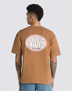 Vans Oval Logo T-Shirt Herr Bruna | Sverige PQOL42395