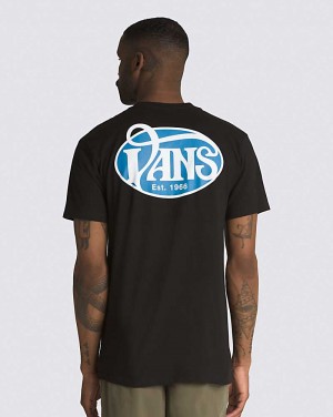 Vans Oval Script T-Shirt Herr Svarta | Sverige OMZJ62593