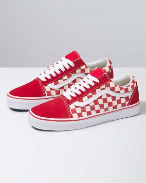 Vans Primary Check Old Skool Skor Dam Röda Vita | Sverige PBAC96208