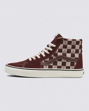 Vans Sk8-Hi Stitch Checkerboard Skor Dam Choklad | Sverige NWVF36942