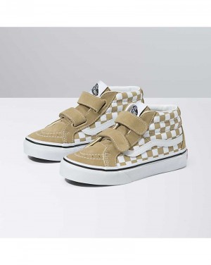 Vans Sk8-Mid Reissue V Checkerboard Skor Barn Beige | Sverige KJDY56238