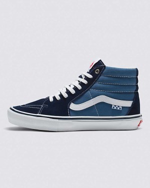 Vans Skate Sk8-Hi Skateskor Dam Marinblå Vita | Sverige ETHW70541