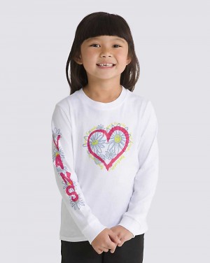 Vans Små Barn Daisy Hearts Long Sleeve T-Shirt Barn Vita | Sverige NGEX81637