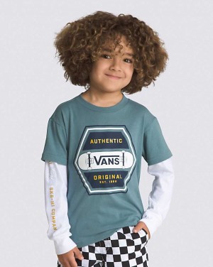 Vans Små Barn Sk8 Authentic 66 Twofer T-Shirt Barn Blå | Sverige UDXP97264