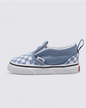 Vans Toddler Classic Slip-On V Checkerboard Skor Barn Blå | Sverige HIDU41370