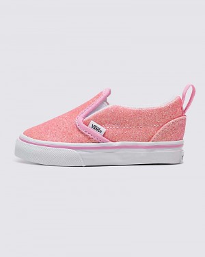 Vans Toddler Slip-On V Glitter Skor Barn Rosa | Sverige TLAK26013