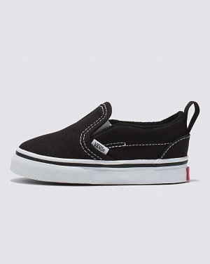 Vans Toddler Slip-On V Skor Barn Svarta Vita | Sverige AVTL28056