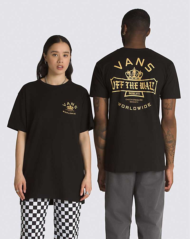 Vans Checkerboard Society T-Shirt Herr Svarta | Sverige JAQL86203