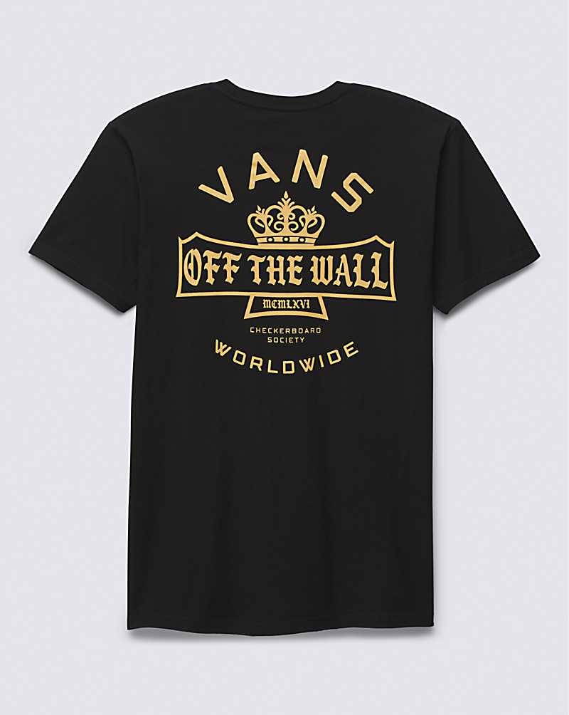 Vans Checkerboard Society T-Shirt Herr Svarta | Sverige JAQL86203