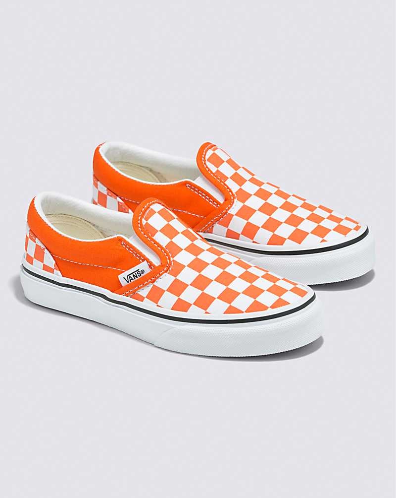 Vans Classic Slip-On Checkerboard Skor Barn Röda Orange | Sverige YKLA26905