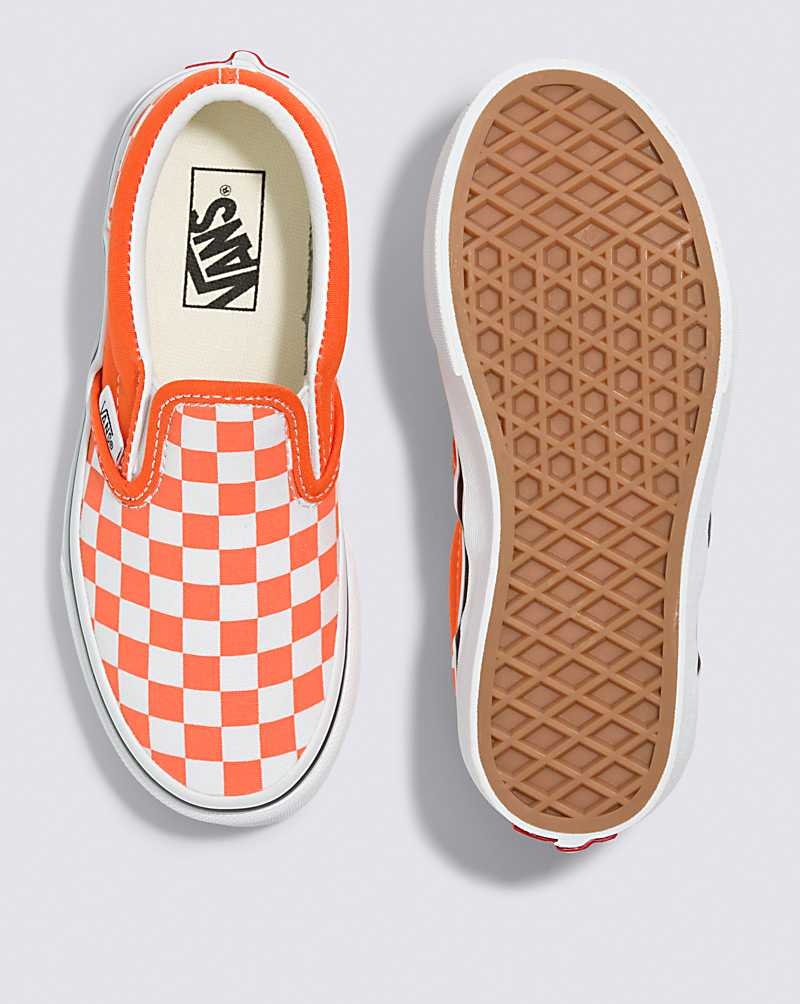 Vans Classic Slip-On Checkerboard Skor Barn Röda Orange | Sverige YKLA26905