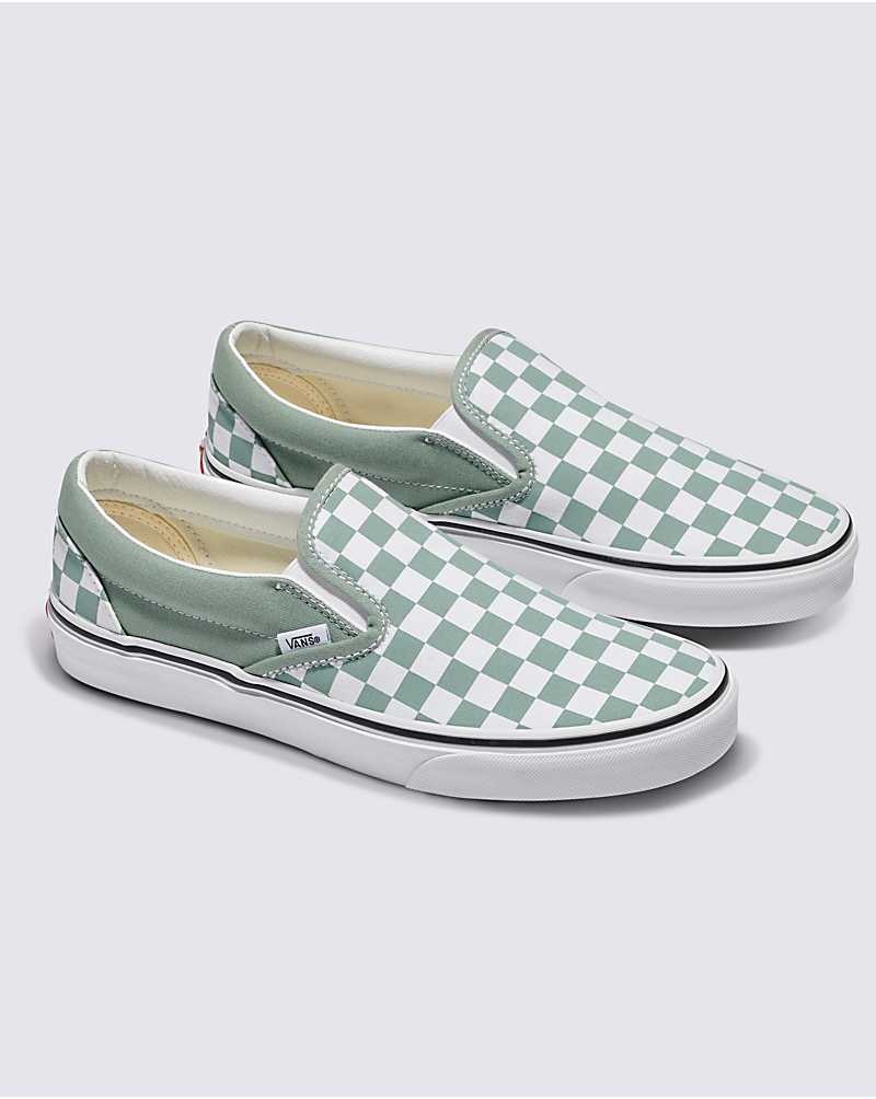 Vans Classic Slip-On Checkerboard Skor Dam Gröna | Sverige IWAF52971