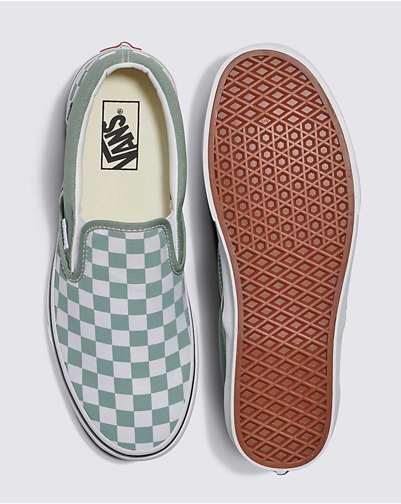 Vans Classic Slip-On Checkerboard Skor Dam Gröna | Sverige IWAF52971