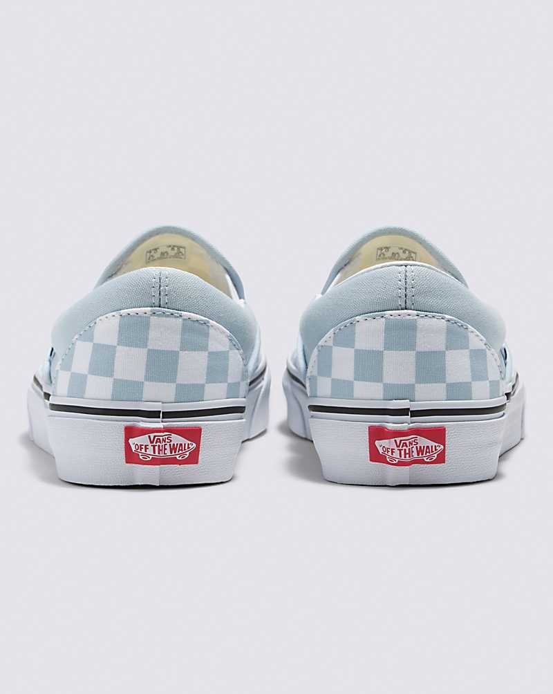 Vans Classic Slip-On Checkerboard Skor Dam Blå Vita | Sverige DQUN80497