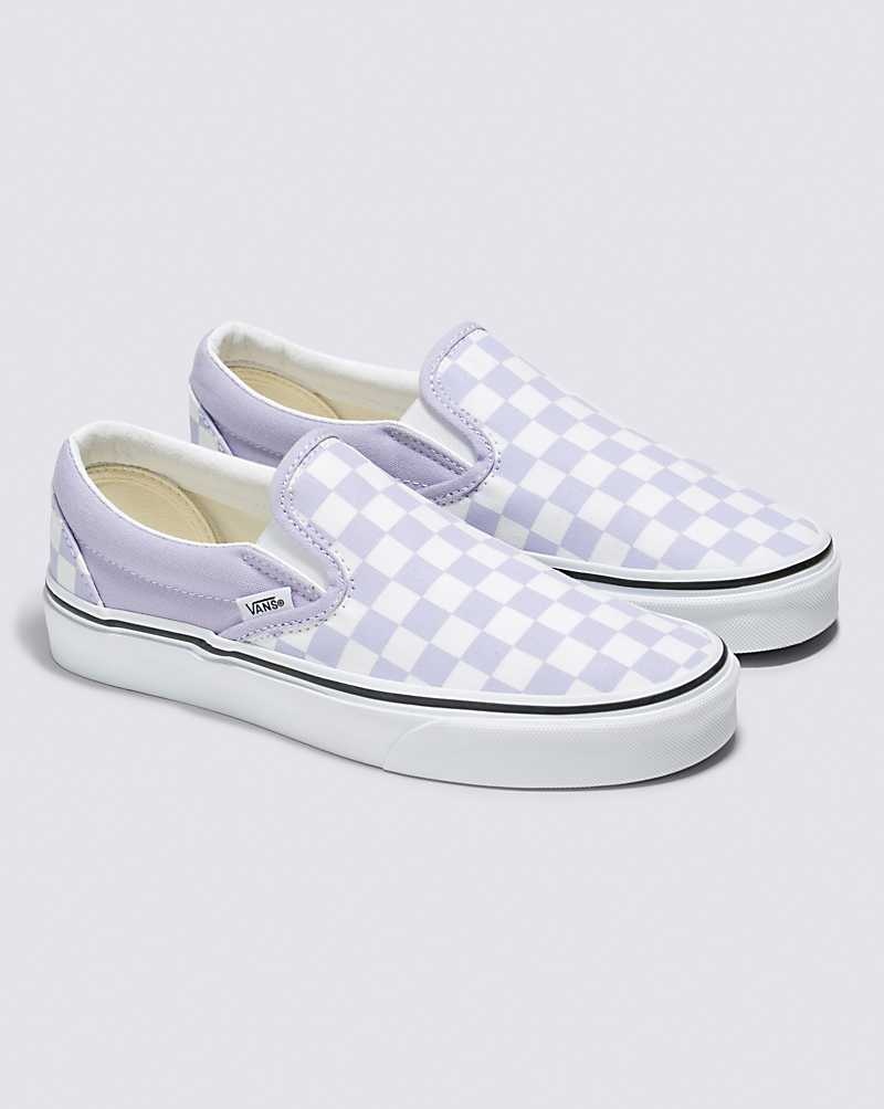 Vans Classic Slip-On Checkerboard Skor Herr Lila | Sverige APFW90481