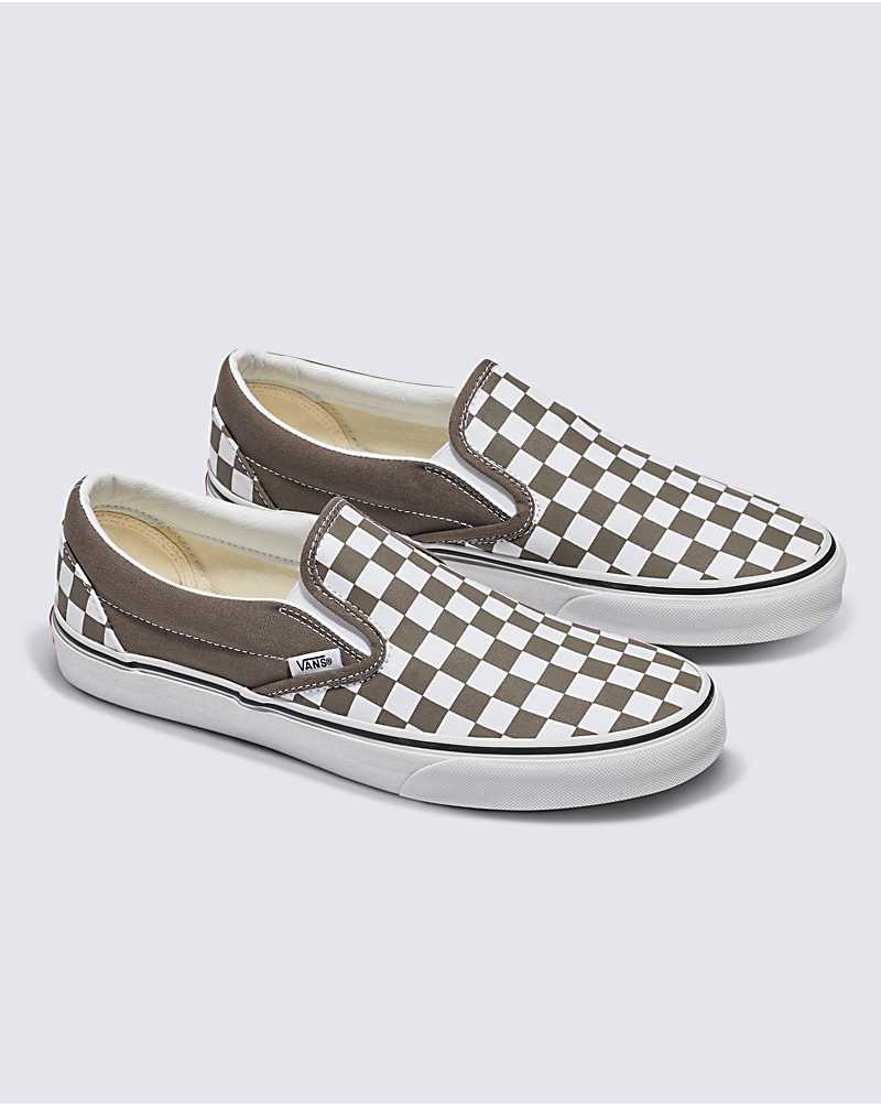 Vans Classic Slip-On Checkerboard Skor Herr Khaki | Sverige QONU56921