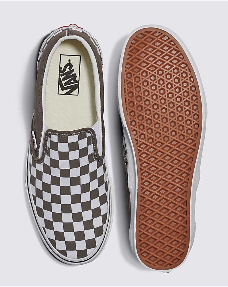 Vans Classic Slip-On Checkerboard Skor Herr Khaki | Sverige QONU56921