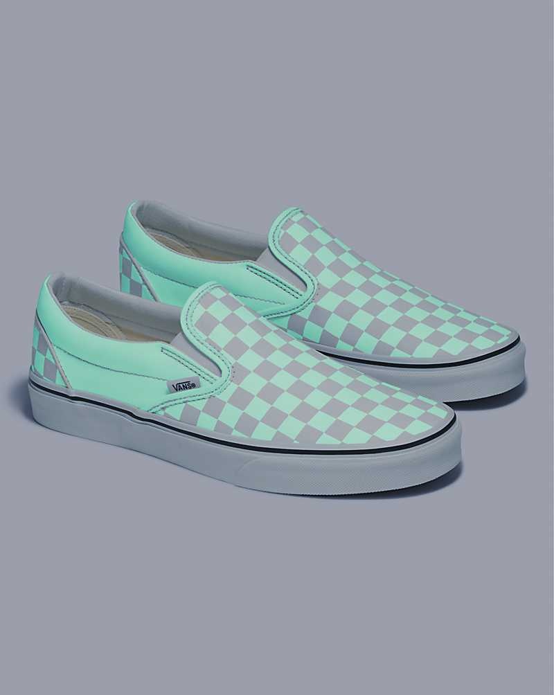 Vans Classic Slip-On Glow Checkerboard Skor Dam Vita | Sverige VJRD49586