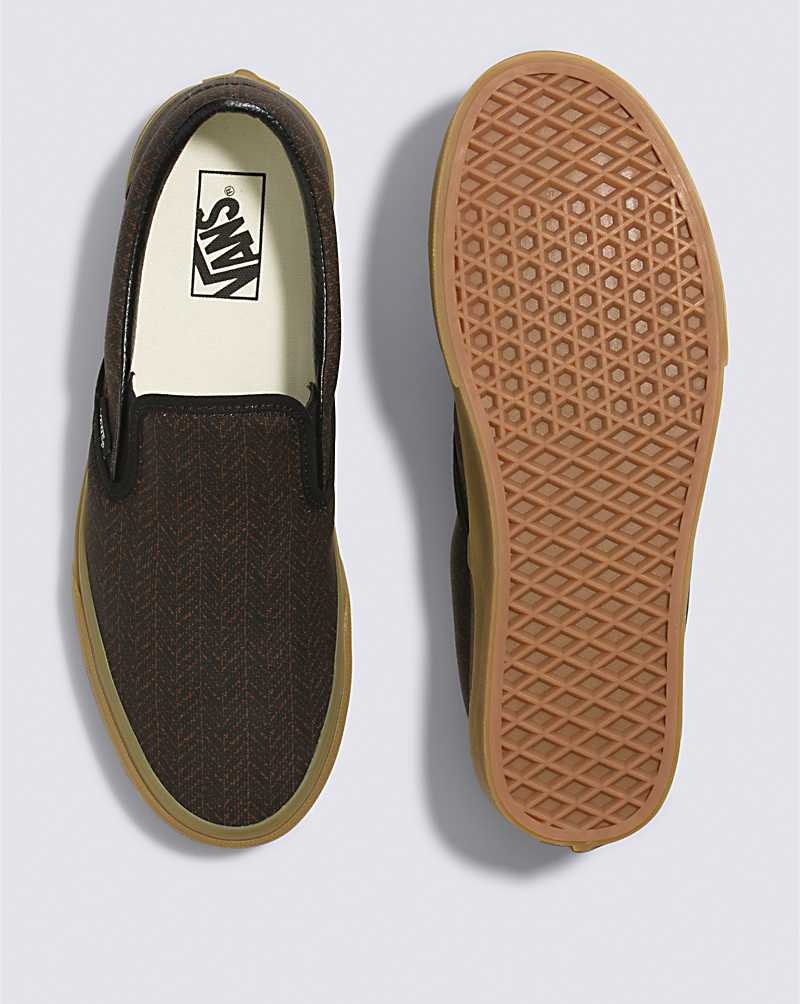 Vans Classic Slip-On Herringbone Skor Dam Svarta Bruna | Sverige KVRZ56974