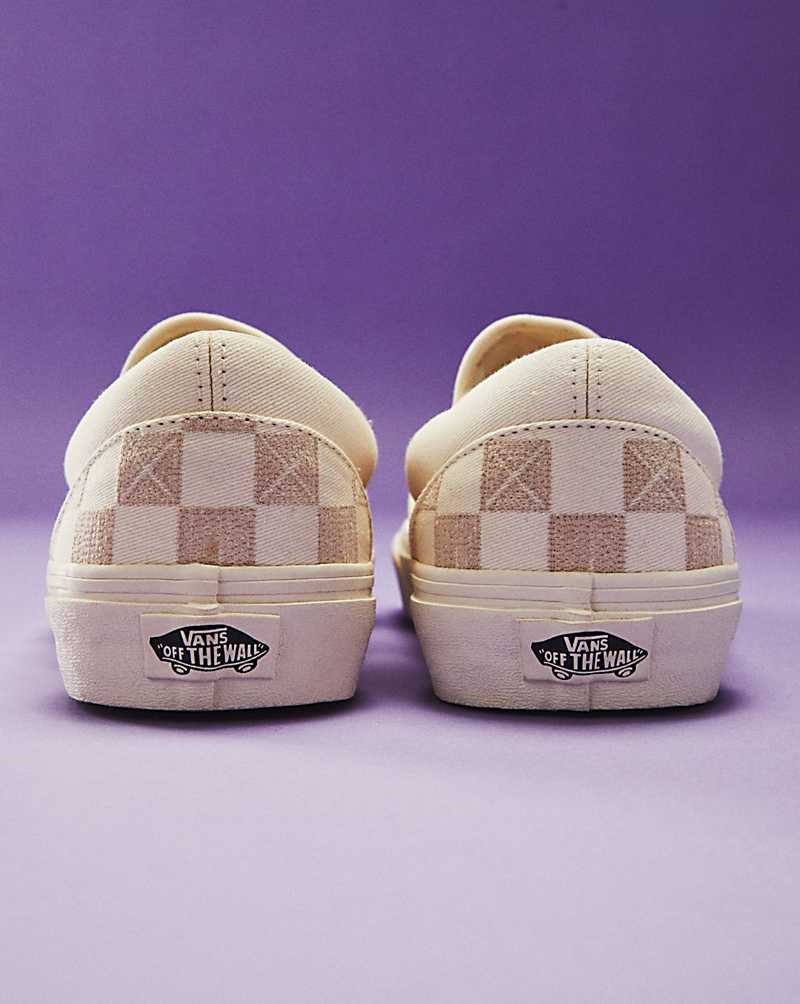 Vans Classic Slip-On Stitch Checkerboard Skor Herr Beige | Sverige SWHM63241