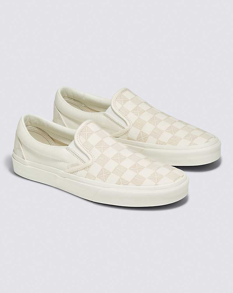 Vans Classic Slip-On Stitch Checkerboard Skor Herr Beige | Sverige SWHM63241