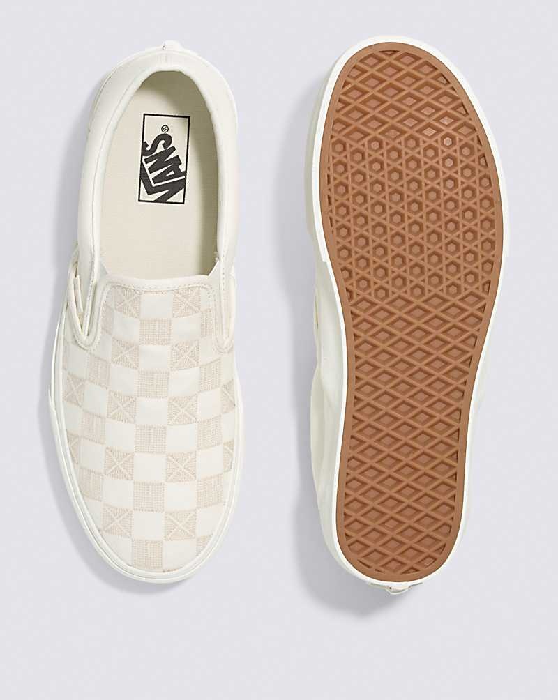 Vans Classic Slip-On Stitch Checkerboard Skor Herr Beige | Sverige SWHM63241