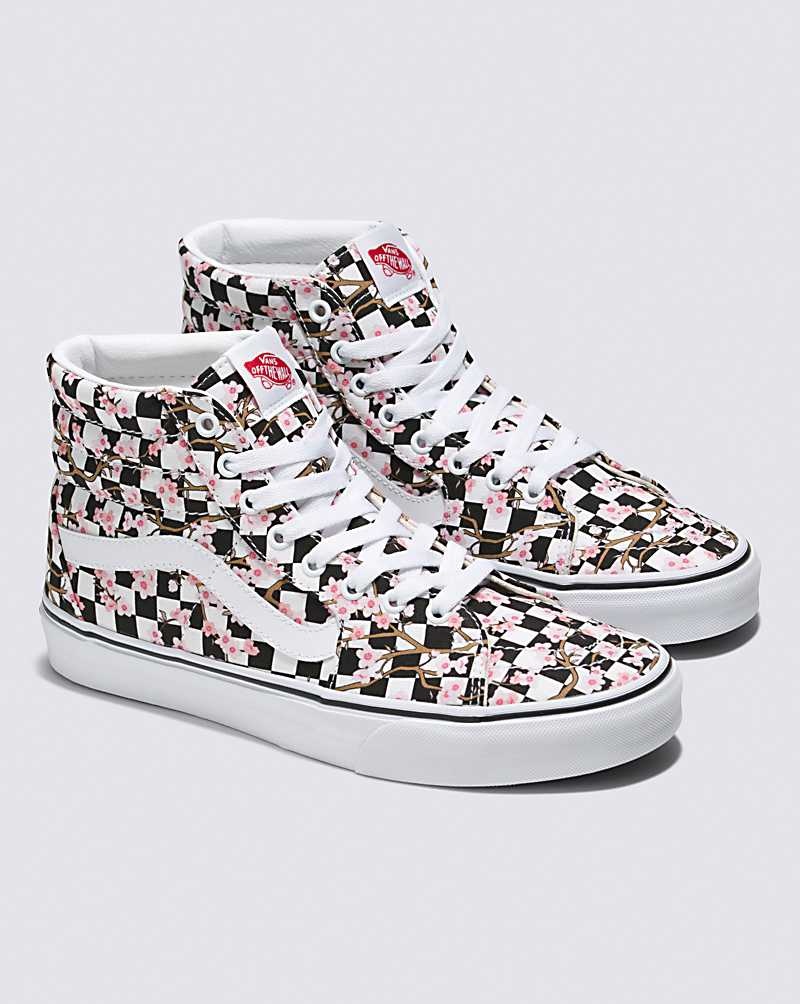 Vans Customs Cherry Blossom Checkerboard Sk8-Hi Skor Herr Olika Färger | Sverige YFKI36294