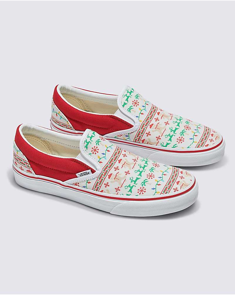 Vans Customs Christmas Tröja Slip-On Skor Herr Vita | Sverige XAUY08246