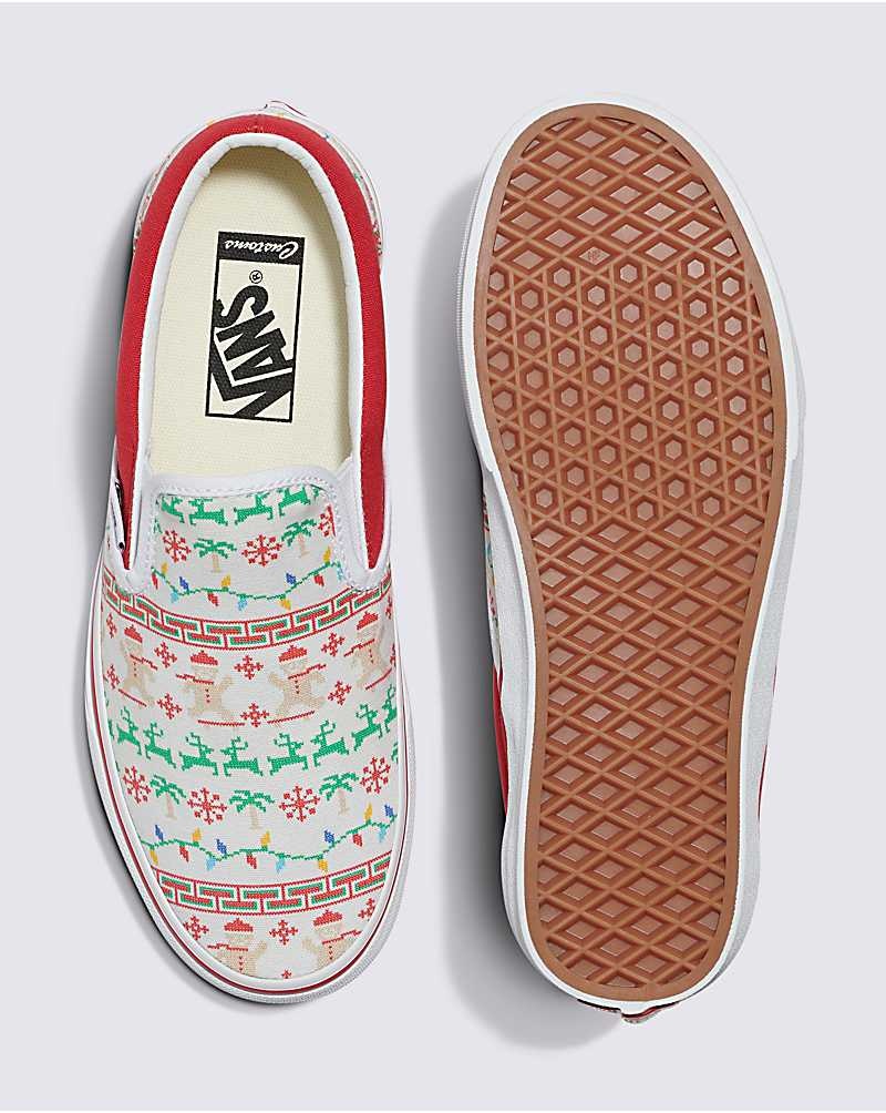 Vans Customs Christmas Tröja Slip-On Skor Herr Vita | Sverige XAUY08246