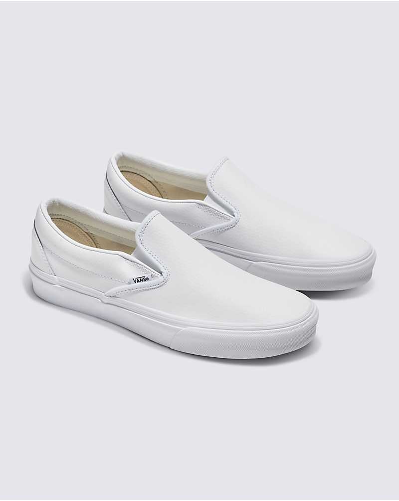 Vans Customs Elevated Läder Slip-On Skor Herr Vita | Sverige UWLS94285