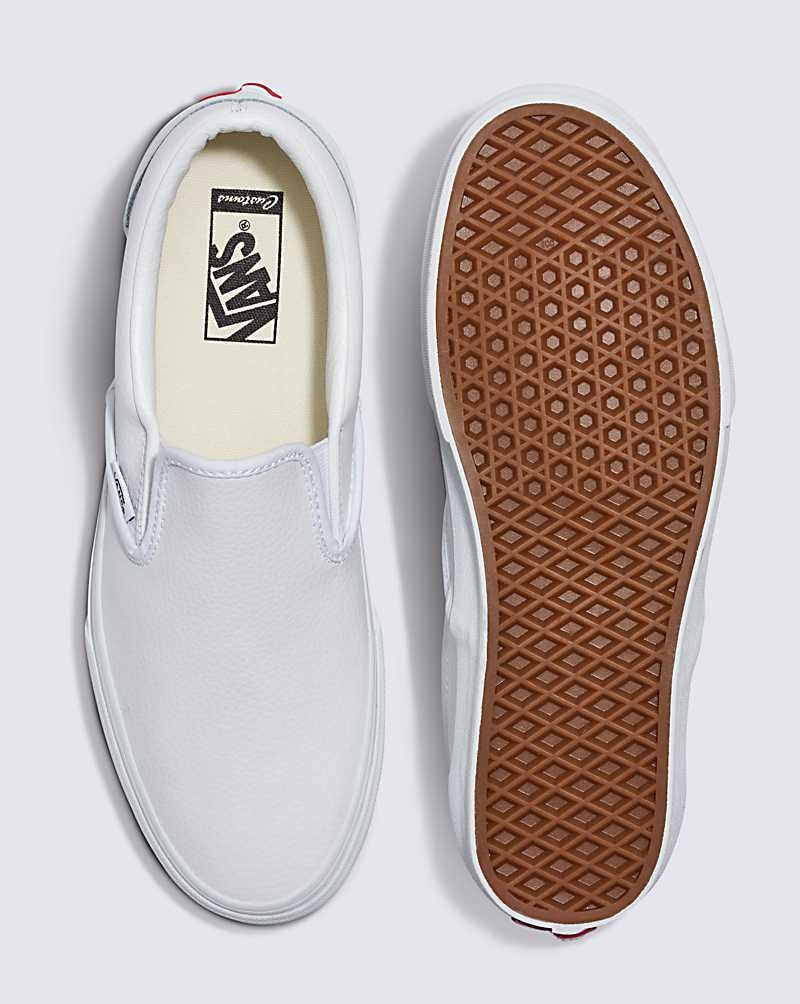 Vans Customs Elevated Läder Slip-On Skor Herr Vita | Sverige UWLS94285