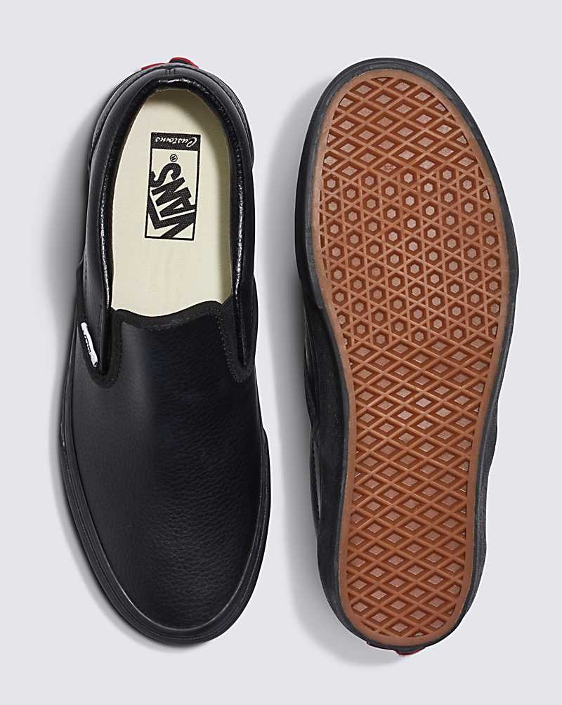 Vans Customs Elevated Läder Slip-On Skor Herr Svarta | Sverige WGKX61295