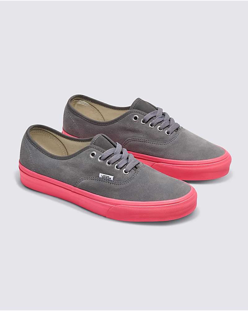 Vans Customs Elevated Mocka Neon Pink Sole Authentic Skor Herr Grå | Sverige QHKL63129