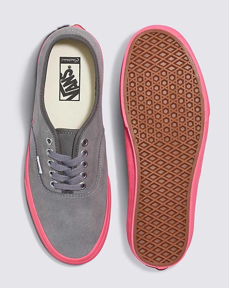 Vans Customs Elevated Mocka Neon Pink Sole Authentic Skor Herr Grå | Sverige QHKL63129