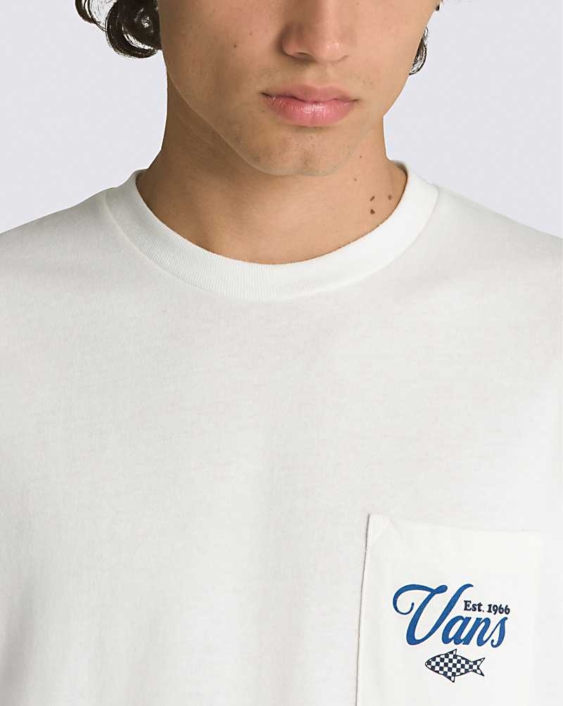 Vans Fishing Club Pocket T-Shirt Herr Vita | Sverige HECL48759