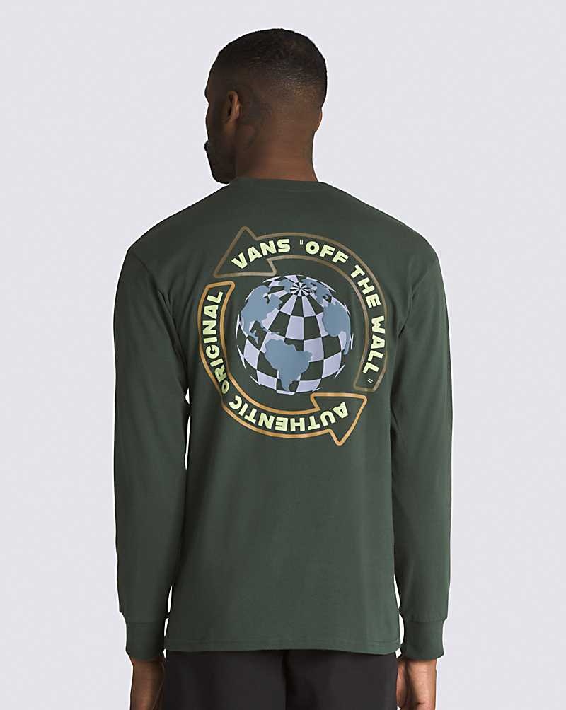 Vans Globe Circle Long Sleeve T-Shirt Herr Gröna | Sverige ZKQB21903