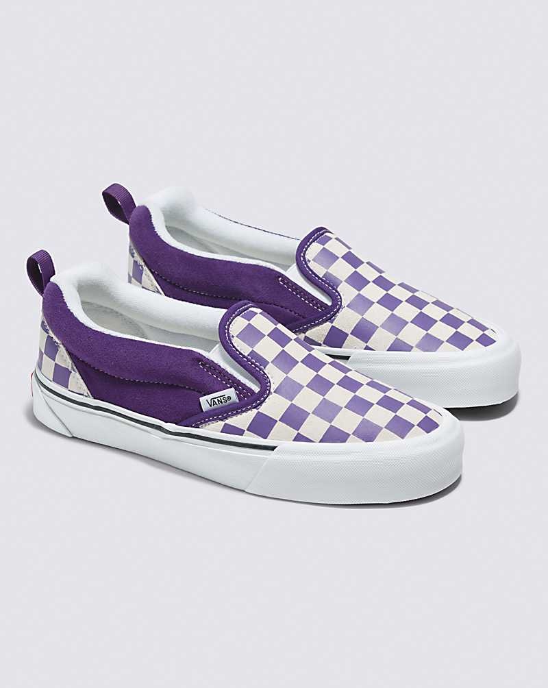 Vans Knu Slip Checkerboard Skor Dam Lila Vita | Sverige YIUC15708