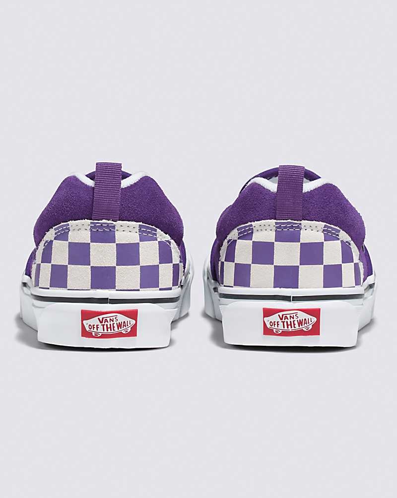 Vans Knu Slip Checkerboard Skor Dam Lila Vita | Sverige YIUC15708