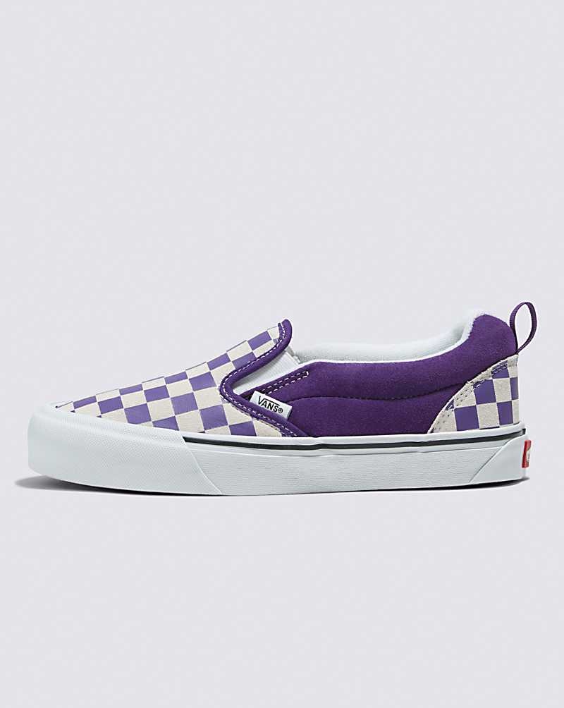 Vans Knu Slip Checkerboard Skor Dam Lila Vita | Sverige YIUC15708