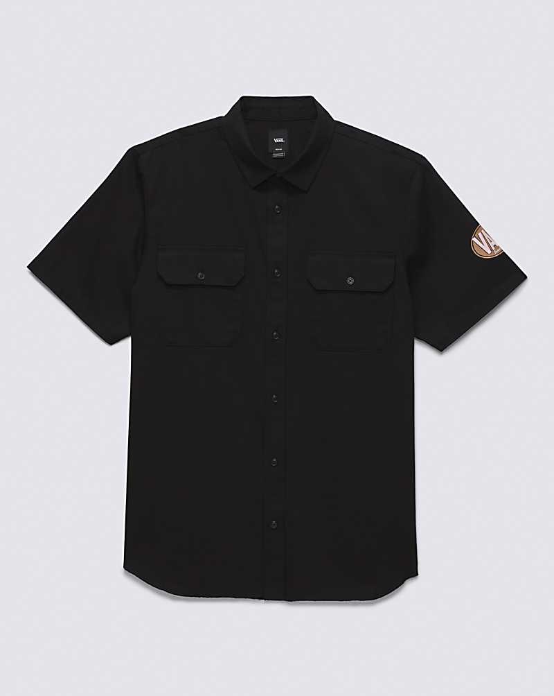 Vans Oval Logo Arbets Wear Buttondown Skjorta Herr Svarta | Sverige UKGV26014