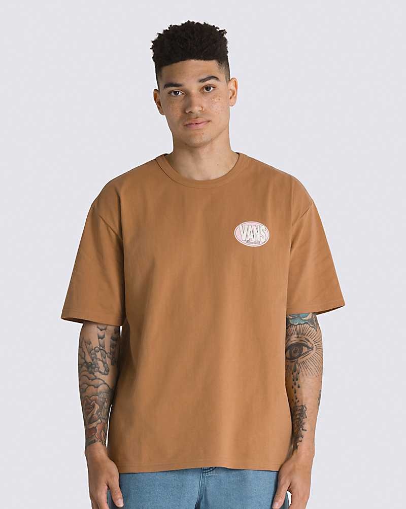 Vans Oval Logo T-Shirt Herr Bruna | Sverige PQOL42395