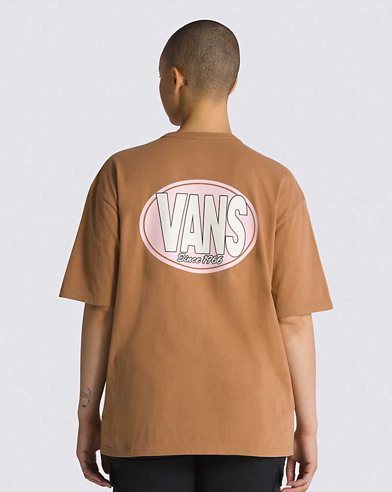 Vans Oval Logo T-Shirt Herr Bruna | Sverige PQOL42395