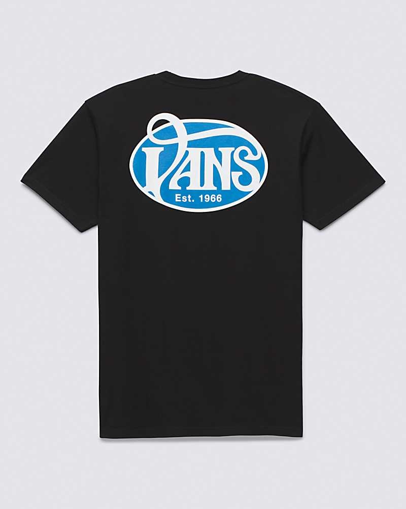 Vans Oval Script T-Shirt Herr Svarta | Sverige OMZJ62593