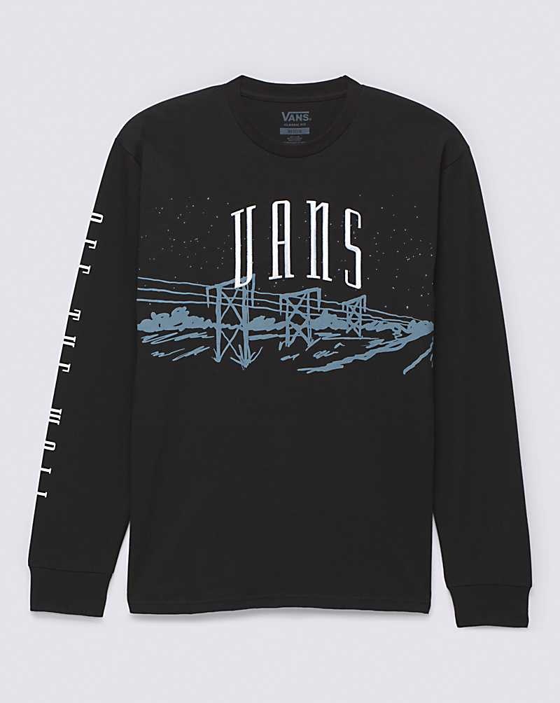 Vans Powerline Landscape Long Sleeve T-Shirt Herr Svarta | Sverige VGYK80571