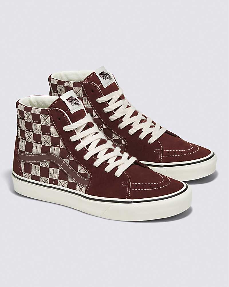 Vans Sk8-Hi Stitch Checkerboard Skor Dam Choklad | Sverige NWVF36942